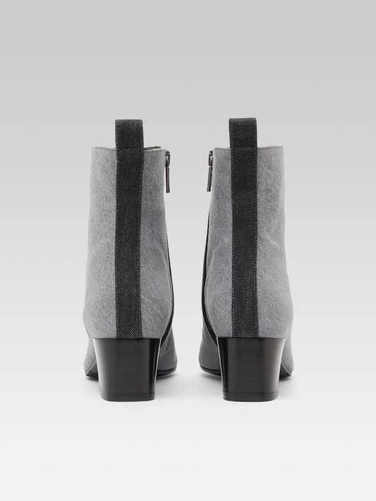 Estime - Two-tone gray denim fabric ankle boots - Image number 5