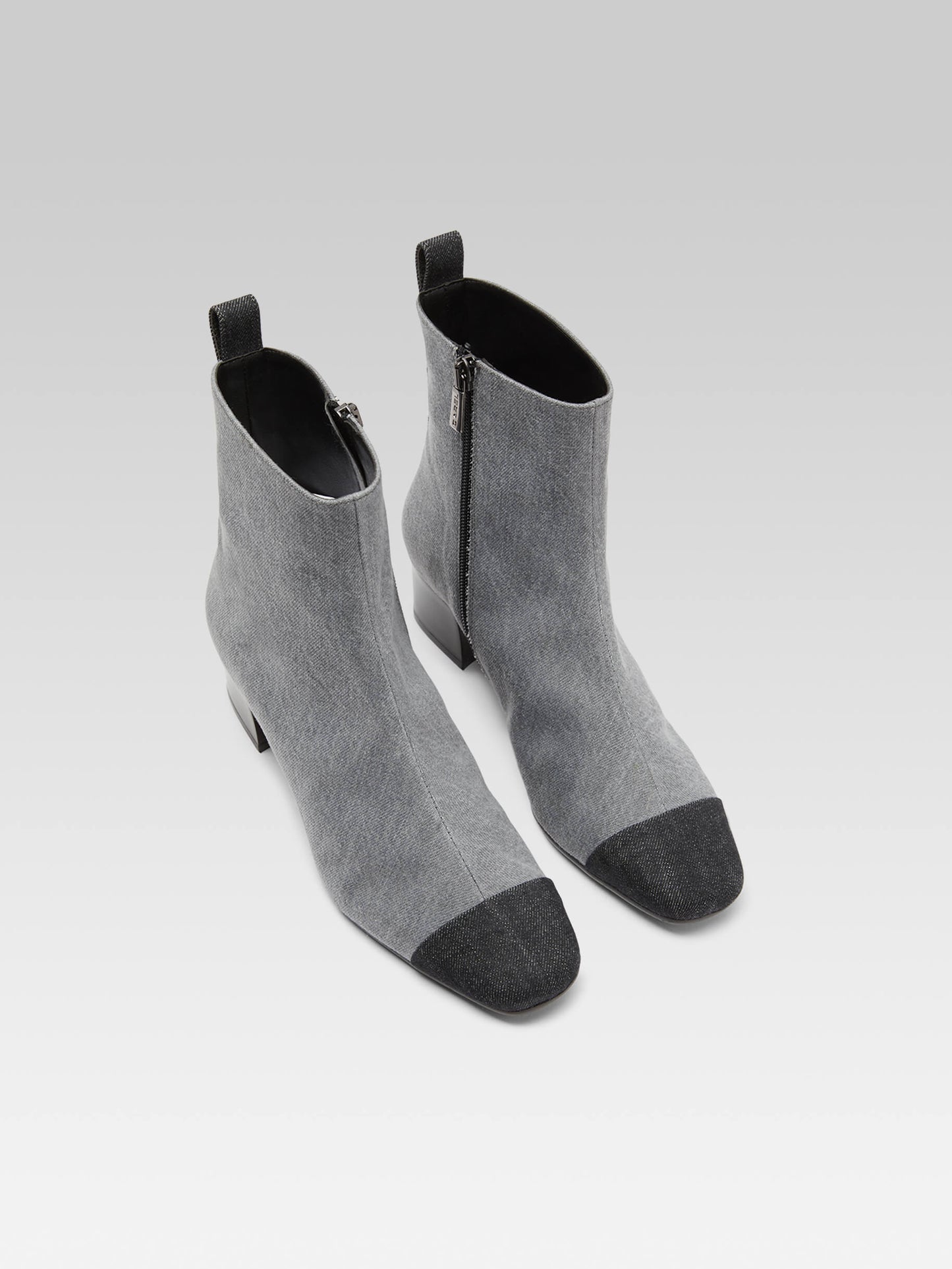 Estime - Two-tone gray denim fabric ankle boots