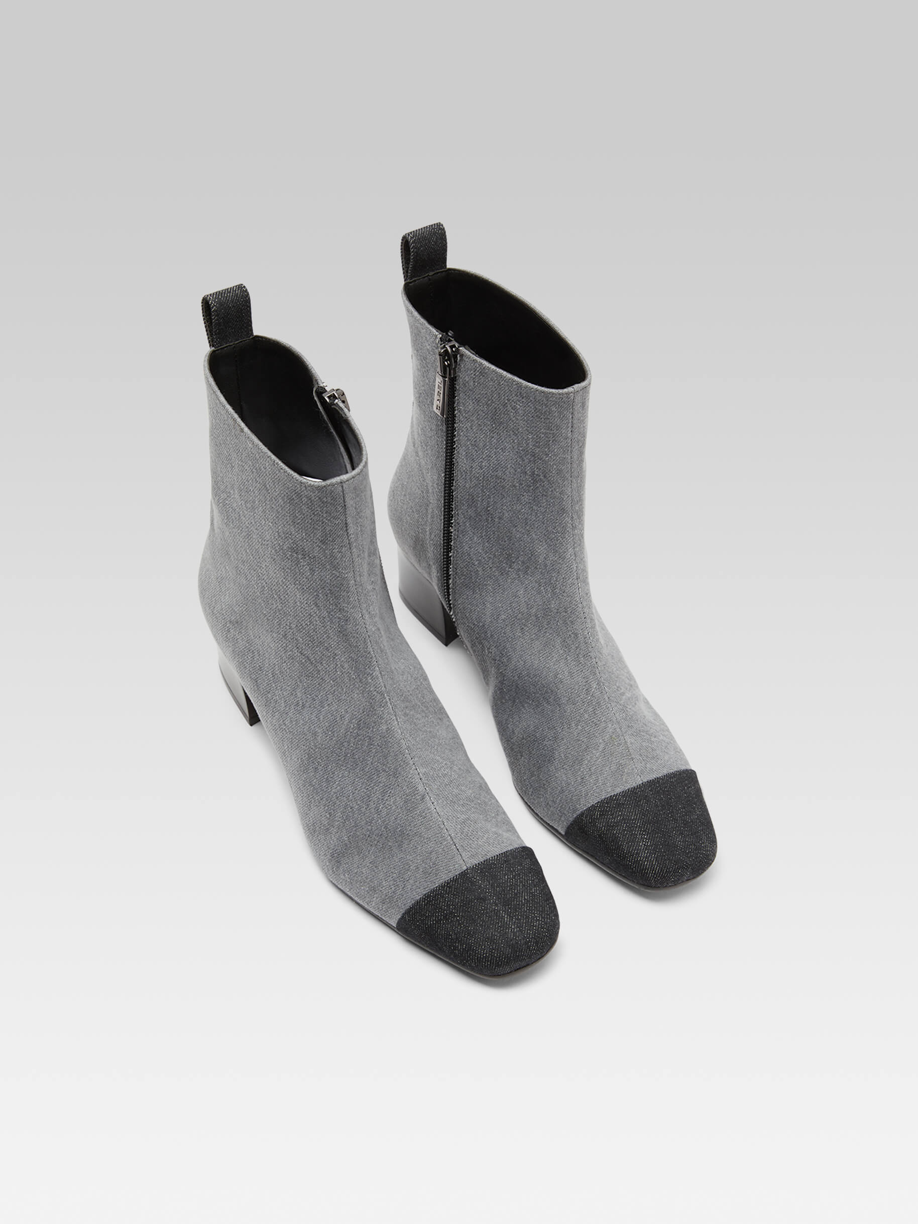 Estime - Two-tone gray denim fabric ankle boots - Image number 2