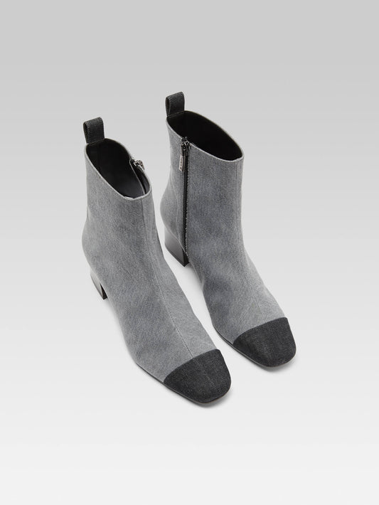 Estime - Two-tone gray denim fabric ankle boots - Image number 2
