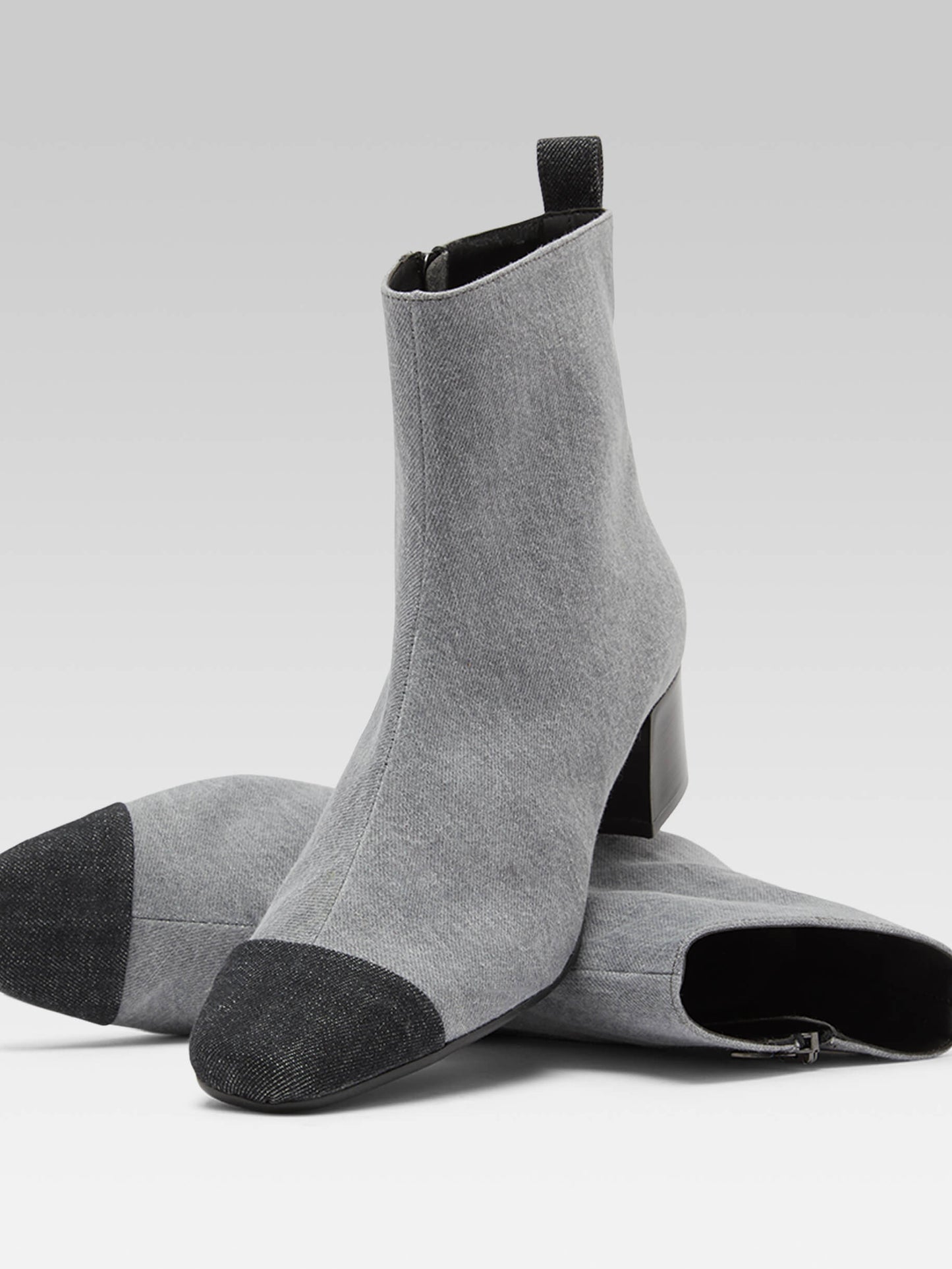Estime - Two-tone gray denim fabric ankle boots