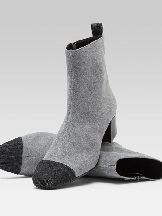 Estime - Two-tone gray denim fabric ankle boots - Image number 4