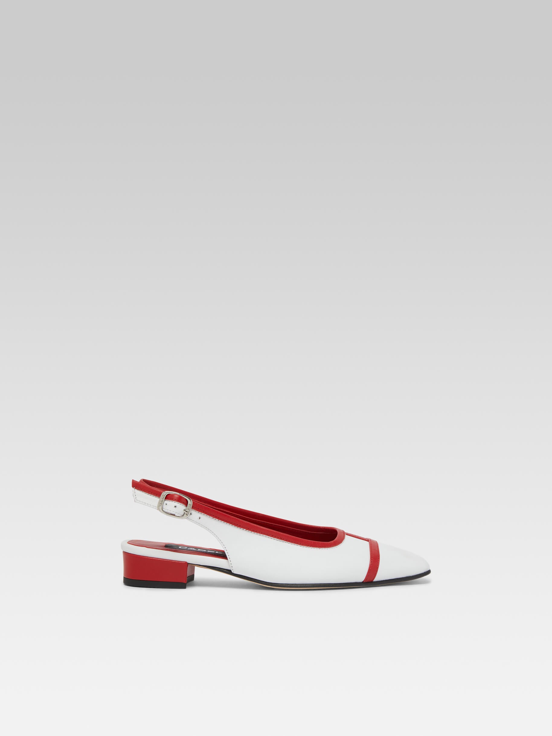 Elisa - White and red leather slingback ballet flats - Image number 2