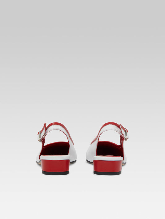 Elisa - White and red leather slingback ballet flats - Image number 7