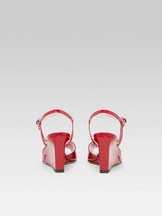 Nadine - Red patent leather wedge sandals - Image number 6