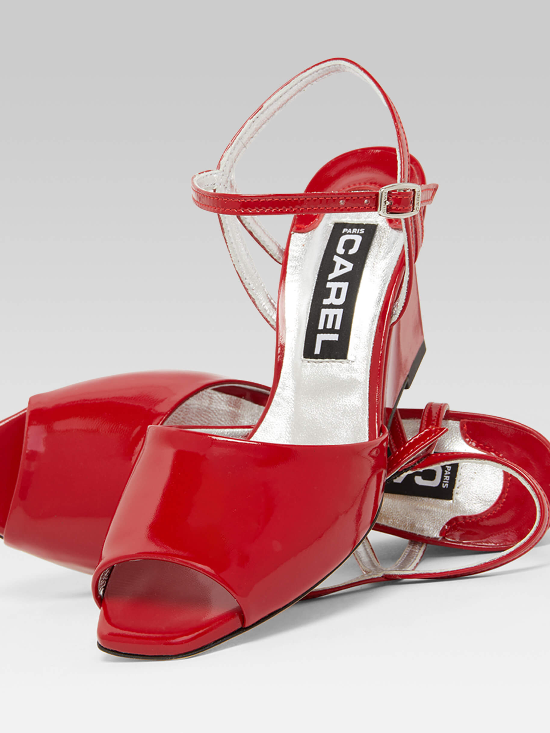 Nadine - Red patent leather wedge sandals - Image number 2