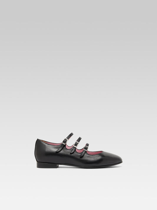 Ariana s - Black leather Mary Janes ballet flats