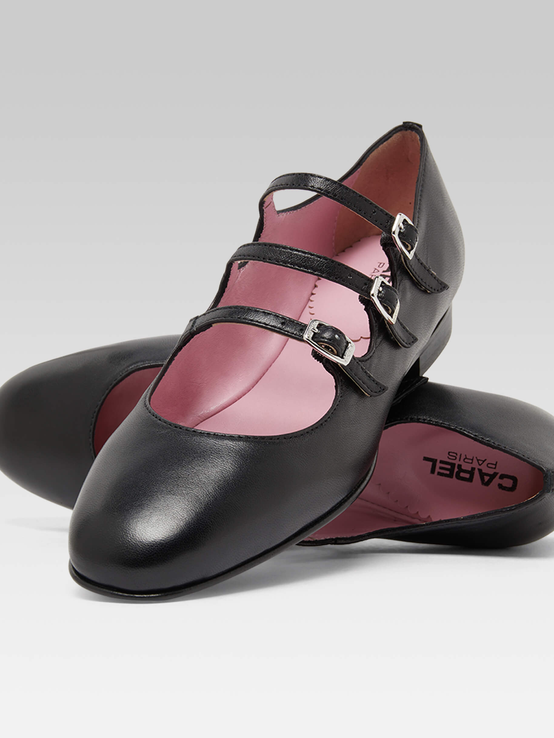 Ariana s - Black leather Mary Janes ballet flats - Image number 2