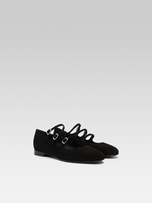Ariana s - Black suede leather Mary Janes ballet flats - Image number 3