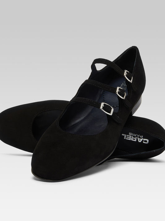 Ariana s - Black suede leather Mary Janes ballet flats - Image number 2