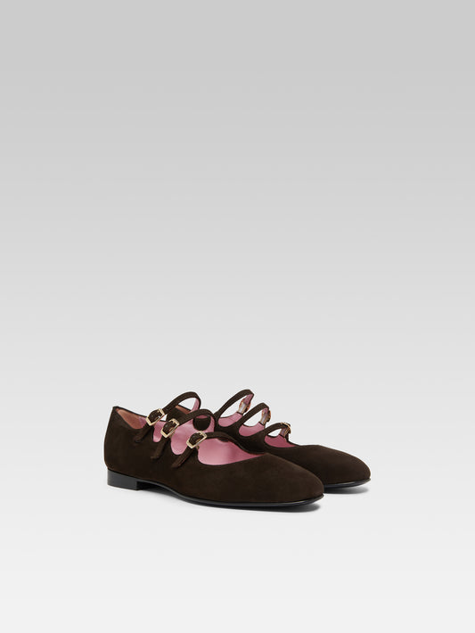 Ariana s - Brown suede leather Mary Janes ballet flats - Image number 4