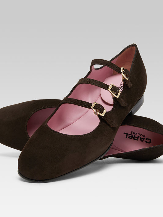 Ariana s - Brown suede leather Mary Janes ballet flats - Image number 2