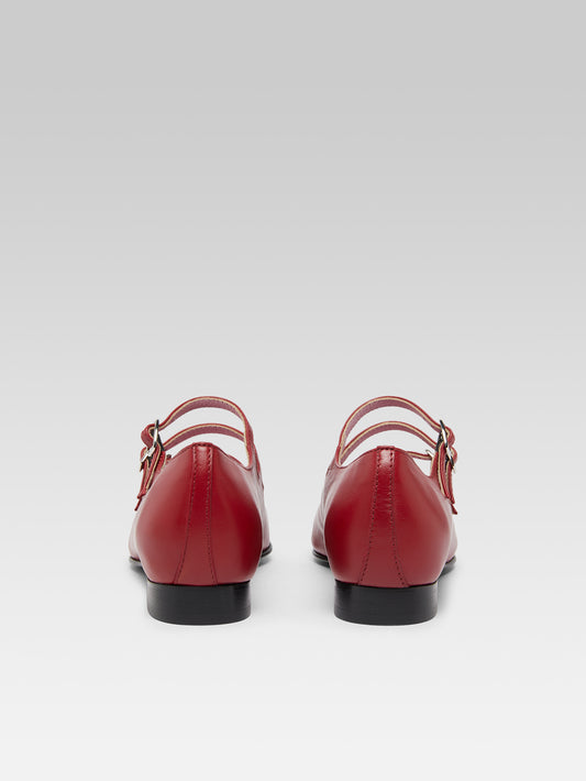 Ariana s - Ballerines babies cuir upcyclé rouge grenat - Image numéro 5