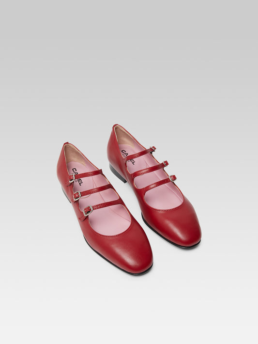 Ariana s - Garnet red upcycled leather Mary Janes ballet flats - Image number 2