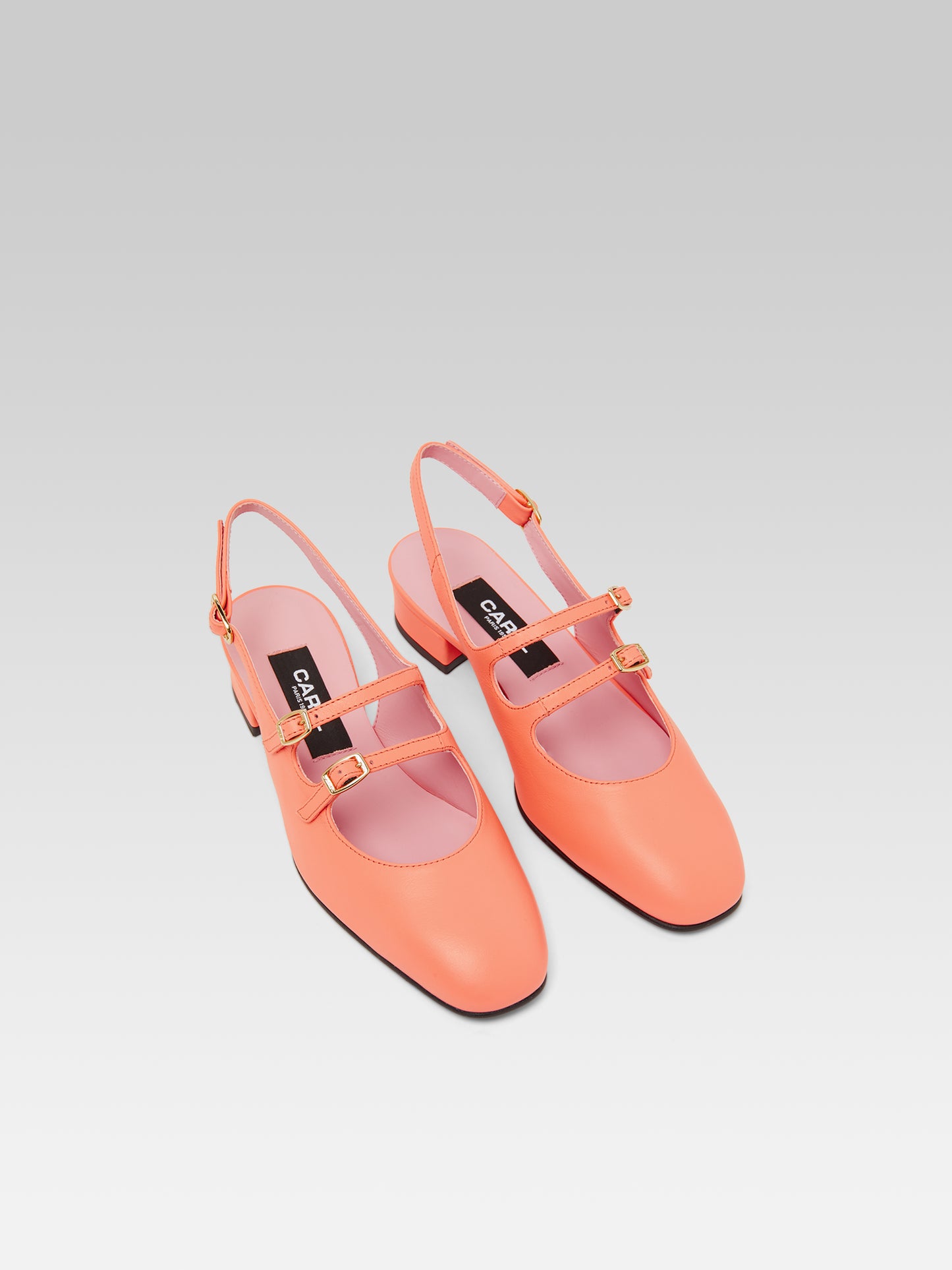 Peche - Coral upcycled leather slingback Mary Janes