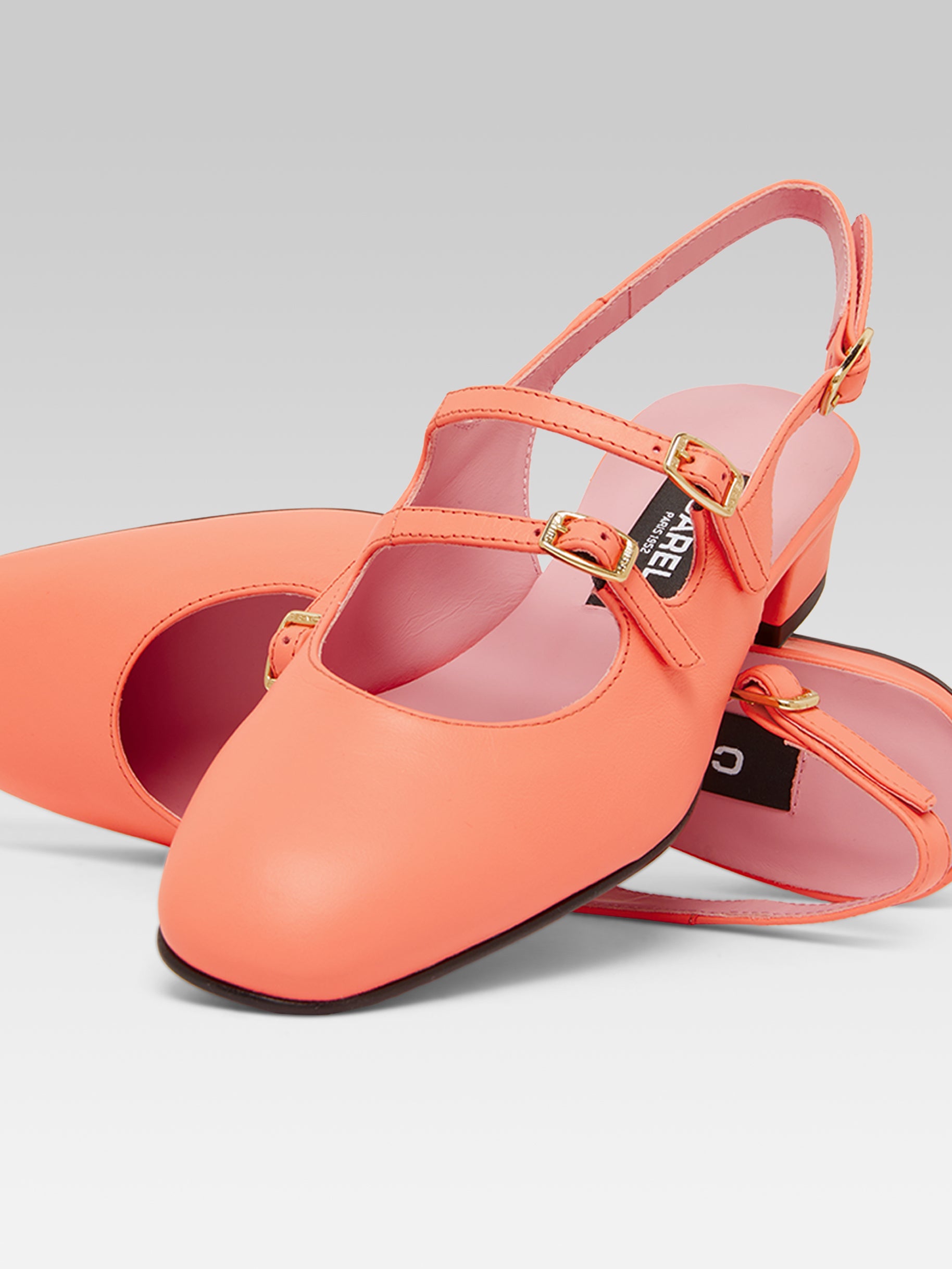 Peche - Coral upcycled leather slingback Mary Janes - Image number 2
