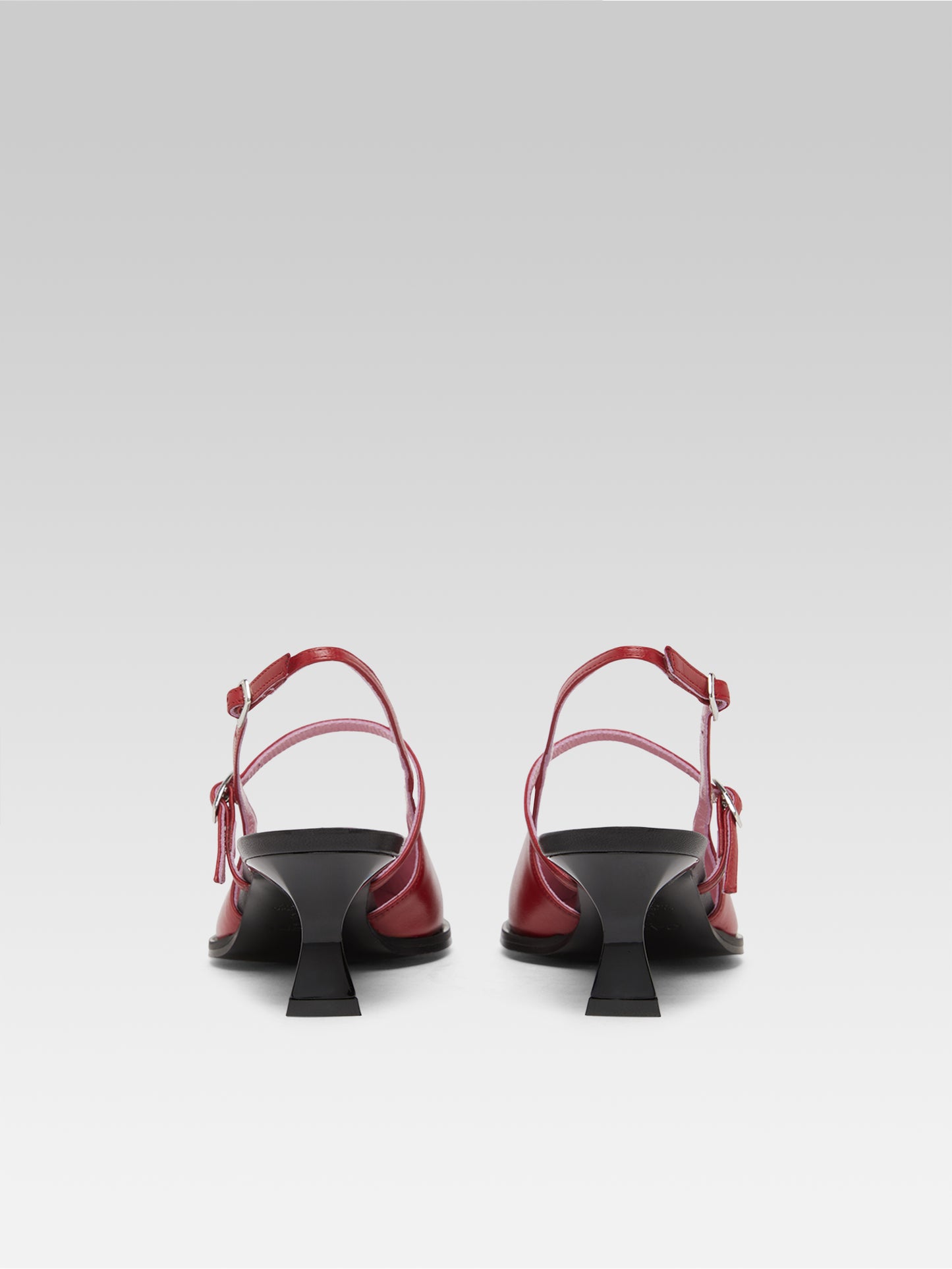 Cecile - Escarpins slingback cuir upcyclé rouge et noir