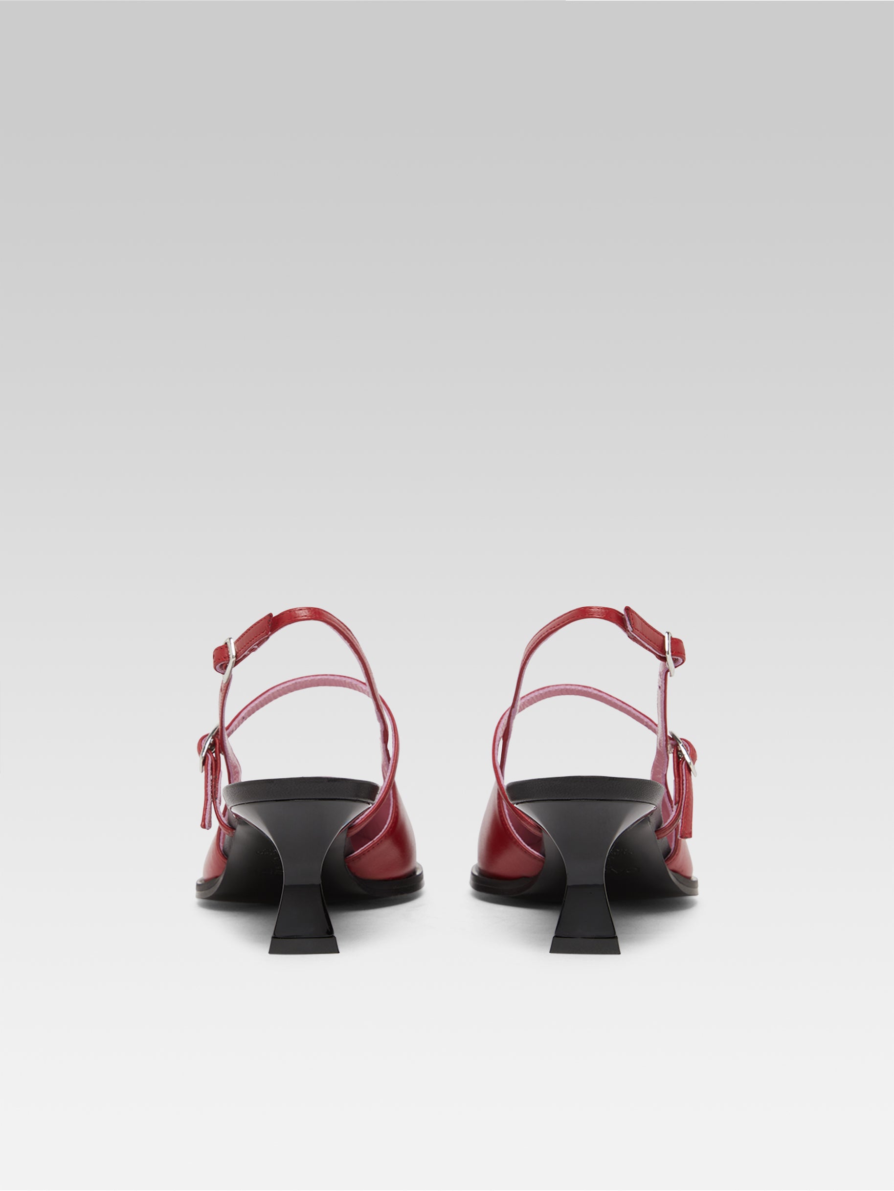 Cecile - Escarpins slingback cuir upcyclé rouge et noir - Image numéro 5