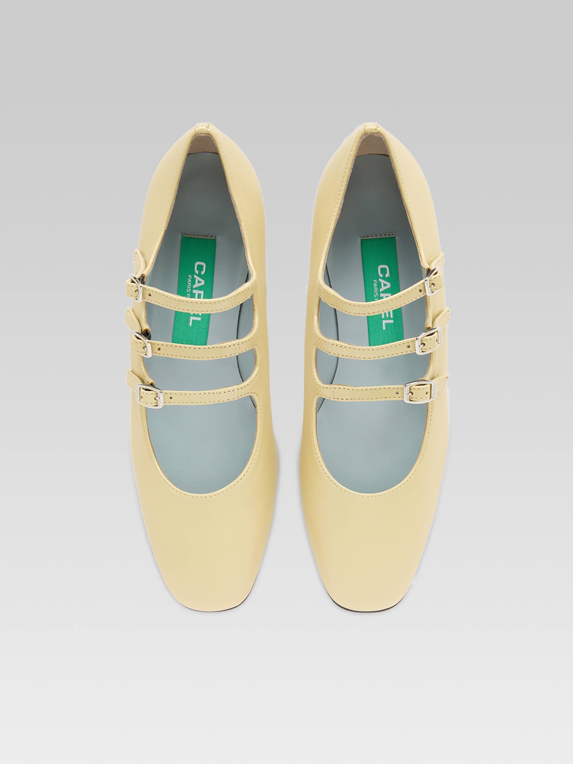 Ariana - Yellow upcycled leather Mary Janes ballet flats - Image number 3