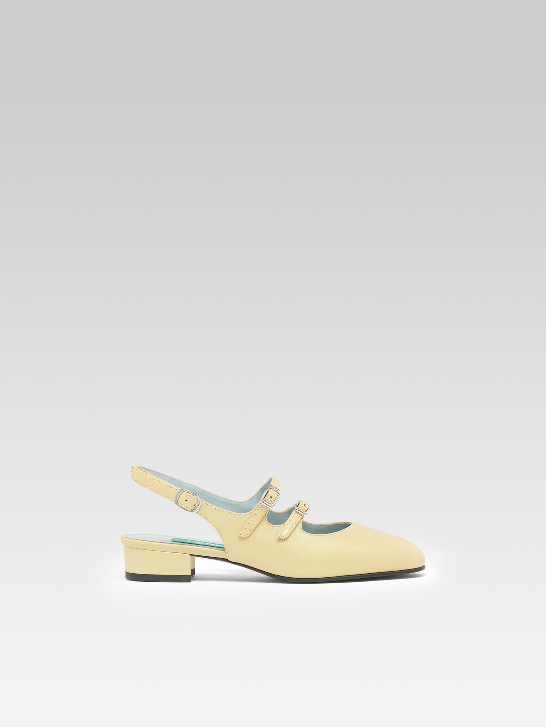 Peche - Yellow pearl upcycled leather slingback Mary Janes  - Image number 1