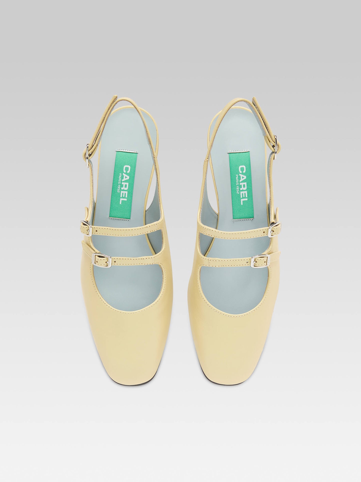 Peche - Yellow pearl upcycled leather slingback Mary Janes 