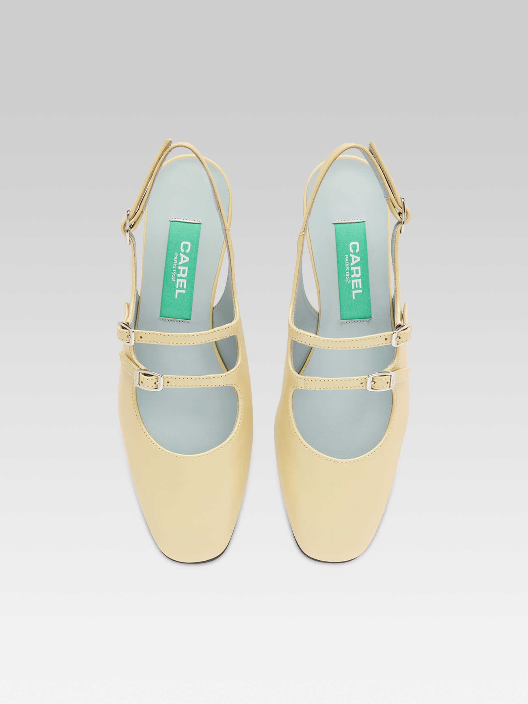 Peche - Yellow pearl upcycled leather slingback Mary Janes  - Image number 3