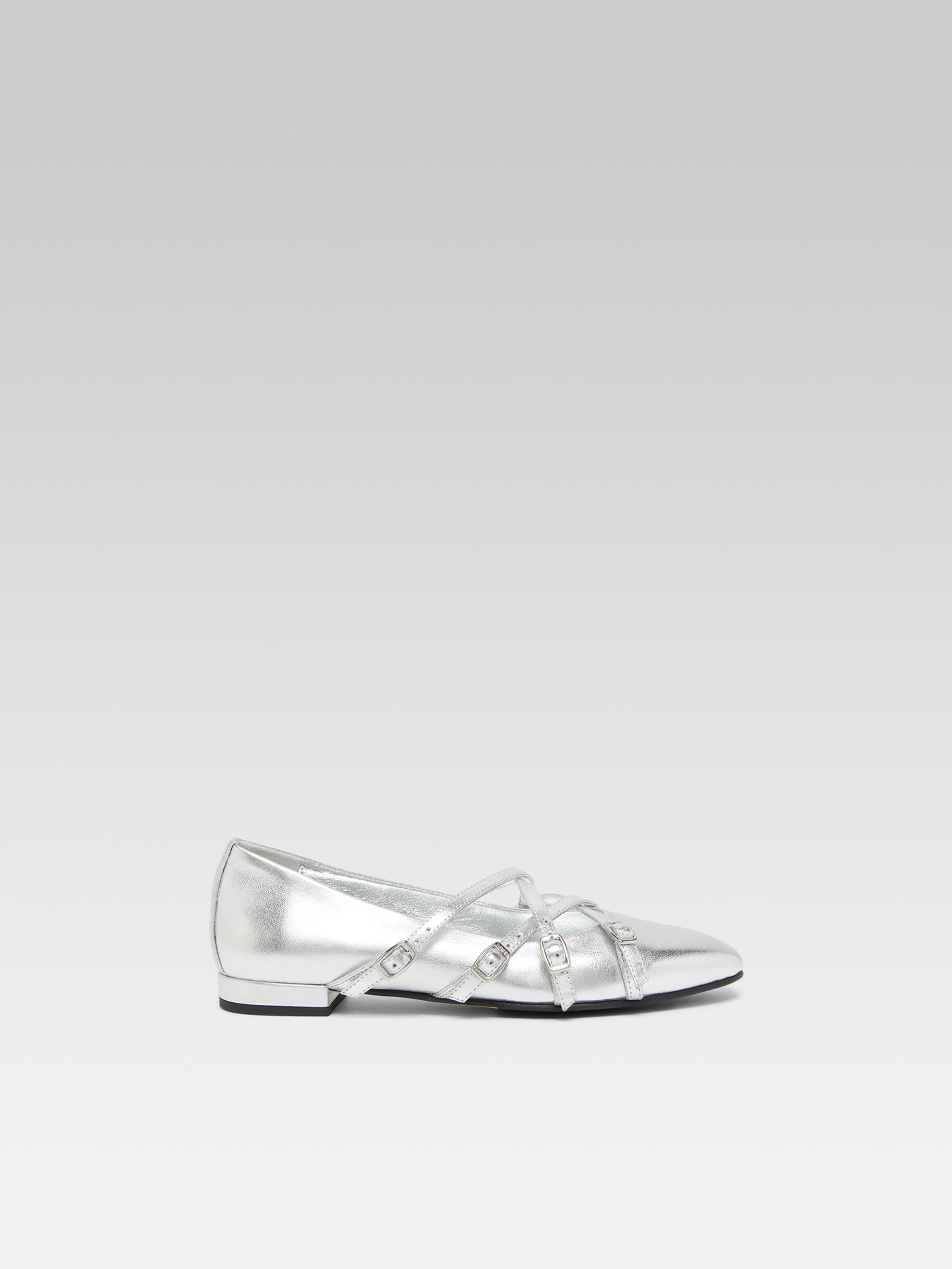 Eloise - Ballerines cuir argent - Image numéro 1