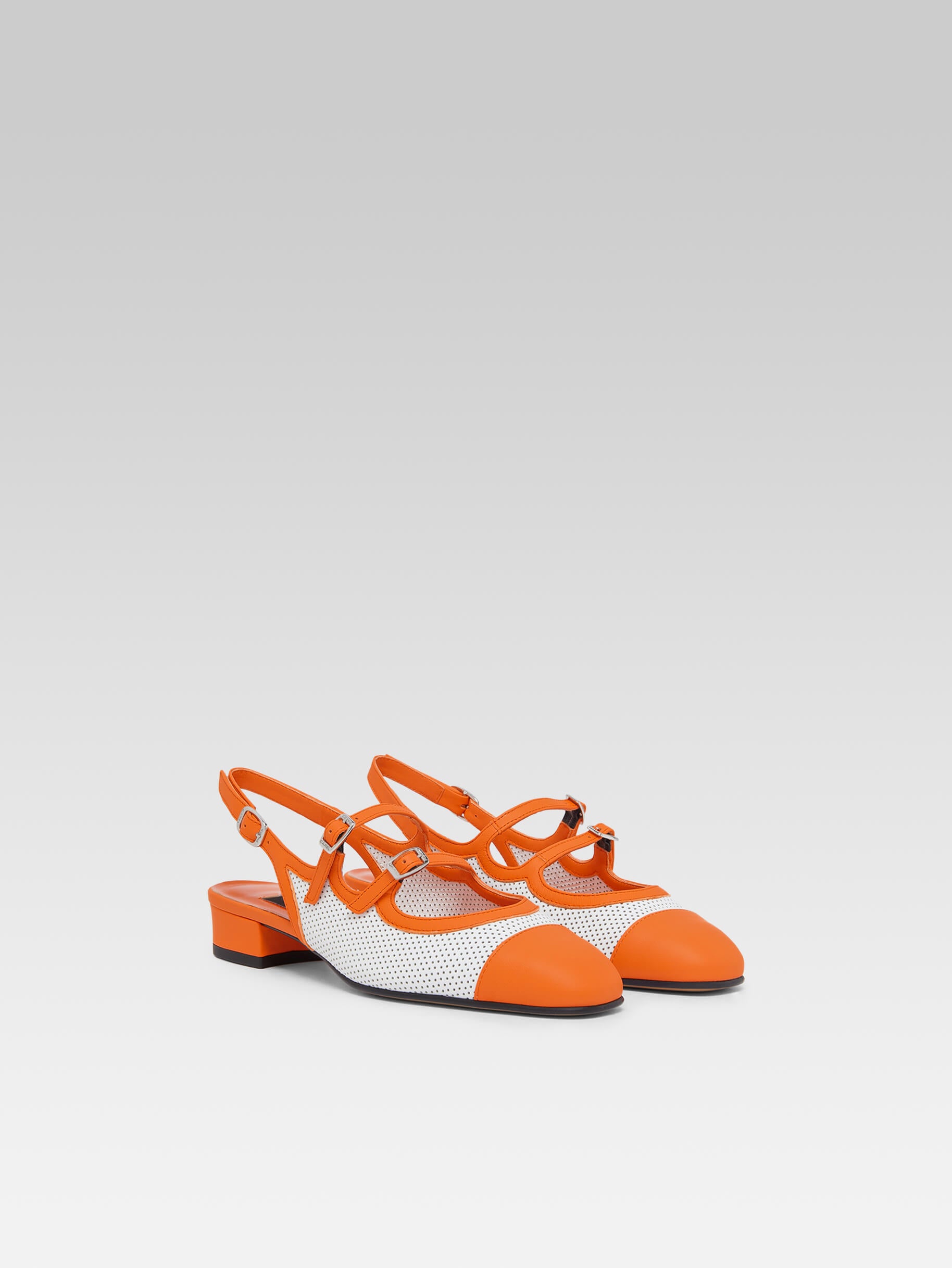 Abricot - Babies slingback cuir upcyclé blanc et cuir orange - Image numéro 4