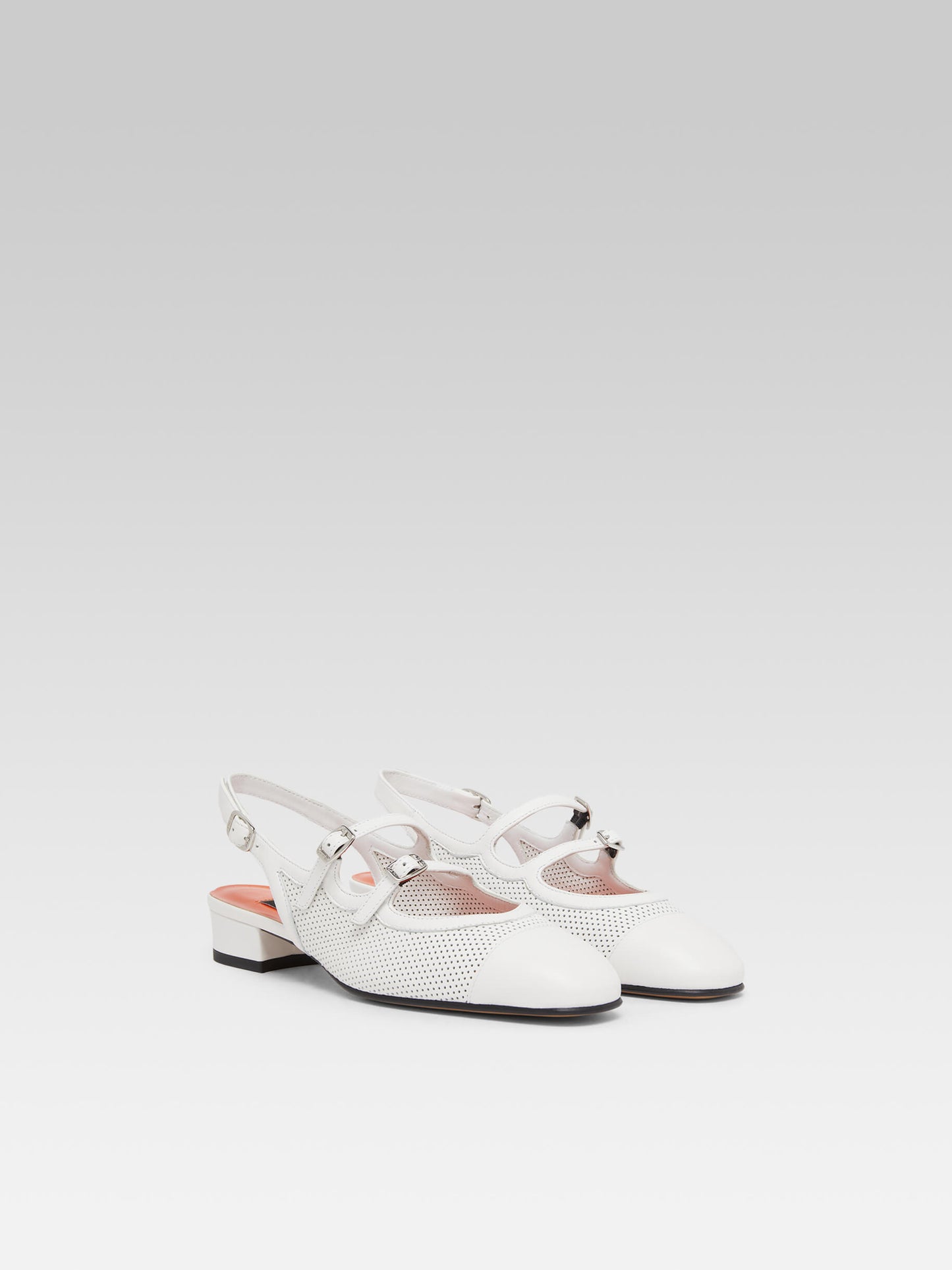 Abricot - Babies slingback cuir upcyclé blanc