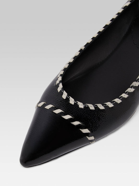 Dani - Ballerines cuir naplack noir et cuir ivoire - Image numéro 2