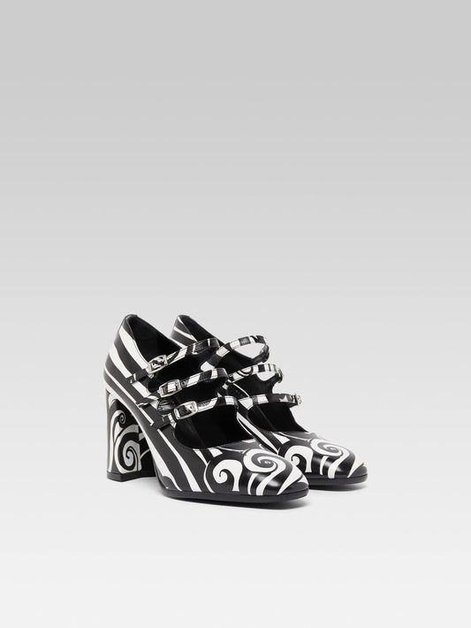 Keel - Escarpins babies cuir imprimé noir et blanc - Image numéro 4