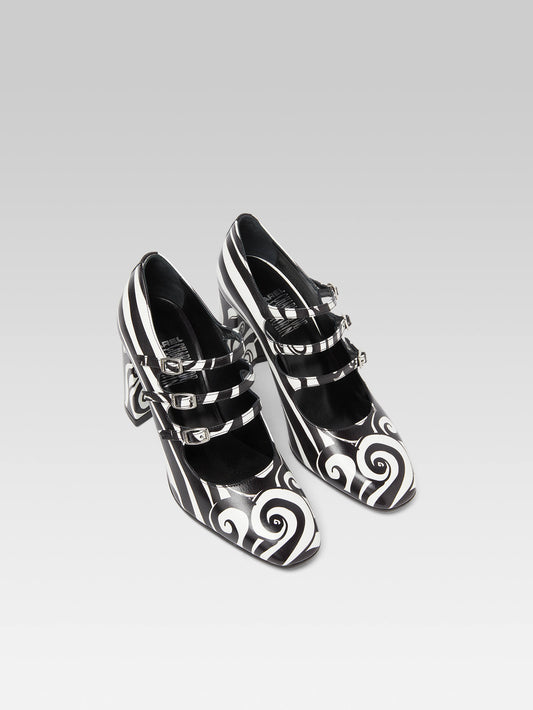 Keel - Escarpins babies cuir imprimé noir et blanc - Image numéro 3