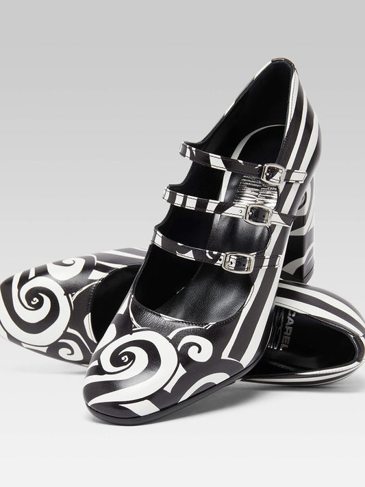 Keel - Escarpins babies cuir imprimé noir et blanc - Image numéro 2