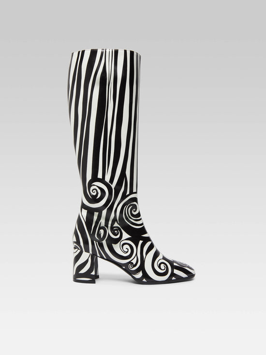carel Sunrise - Bottes cuir imprimé noir et blanc