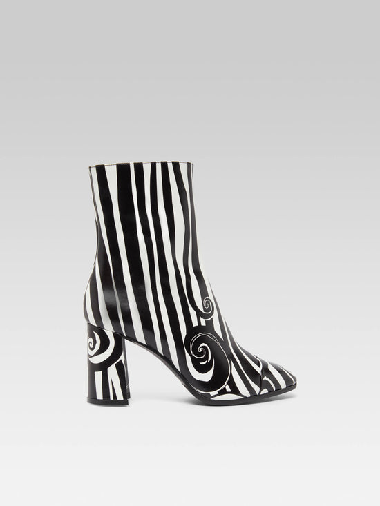 carel Donna - Bottines cuir imprimé noir et blanc