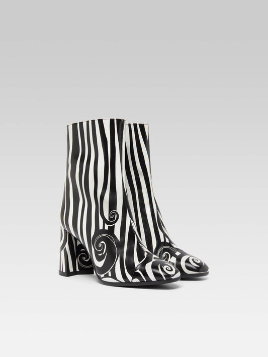 Donna - Bottines cuir imprimé noir et blanc - Image numéro 4