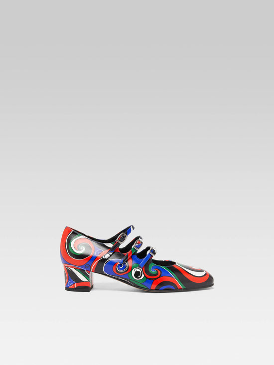 carel Kina - Escarpins babies cuir imprimé multicolore