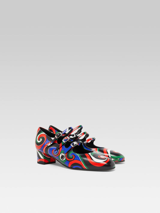 Kina - Escarpins babies cuir imprimé multicolore - Image numéro 4