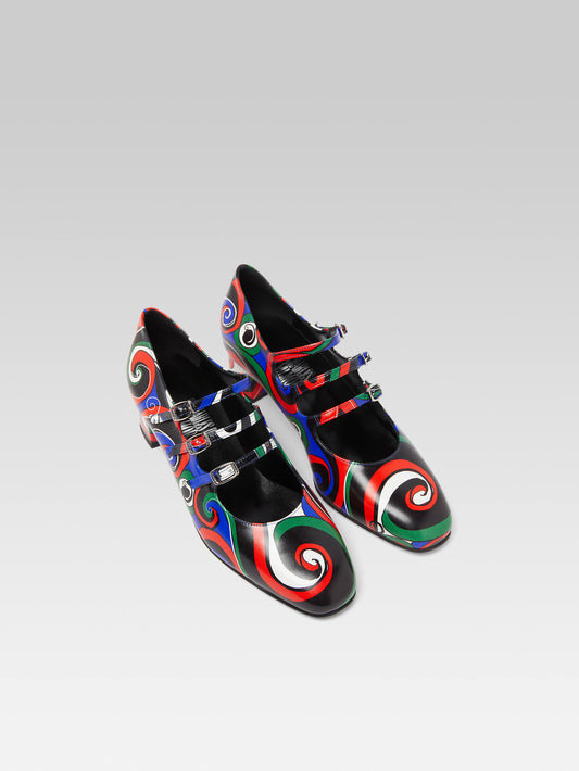 Kina - Escarpins babies cuir imprimé multicolore - Image numéro 3