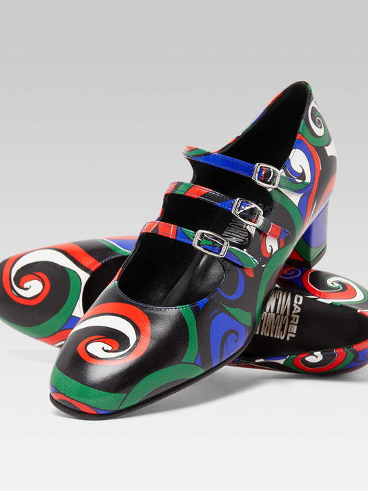 Kina - Escarpins babies cuir imprimé multicolore - Image numéro 2