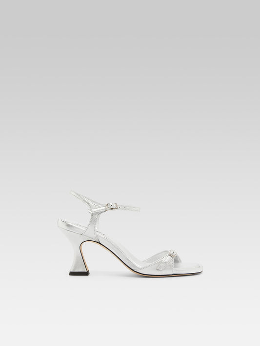 Celeste - Silver leather heeled sandals - Image number 1