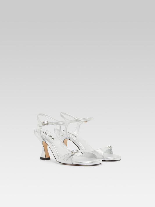 Celeste - Silver leather heeled sandals - Image number 5