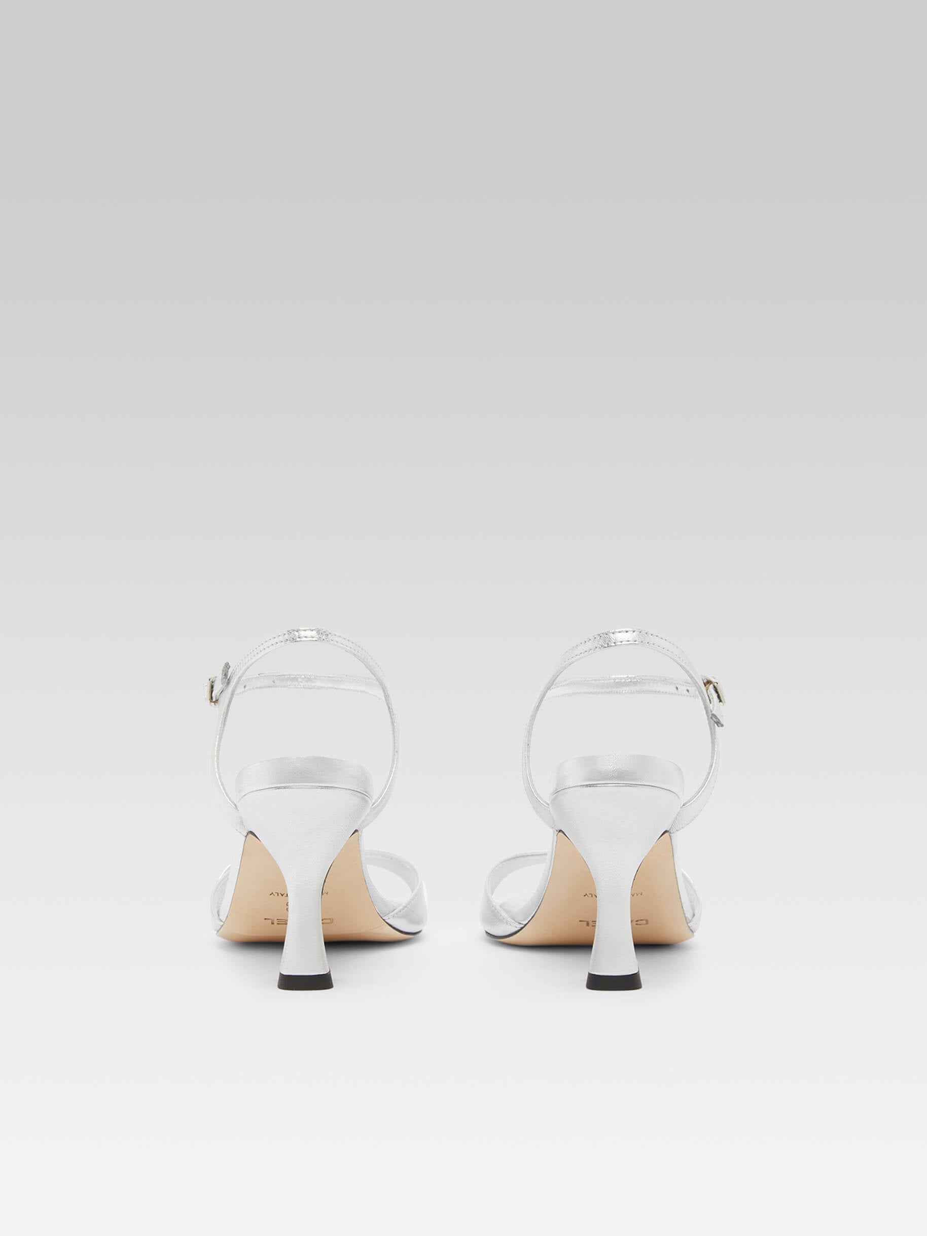 Celeste - Silver leather heeled sandals - Image number 6
