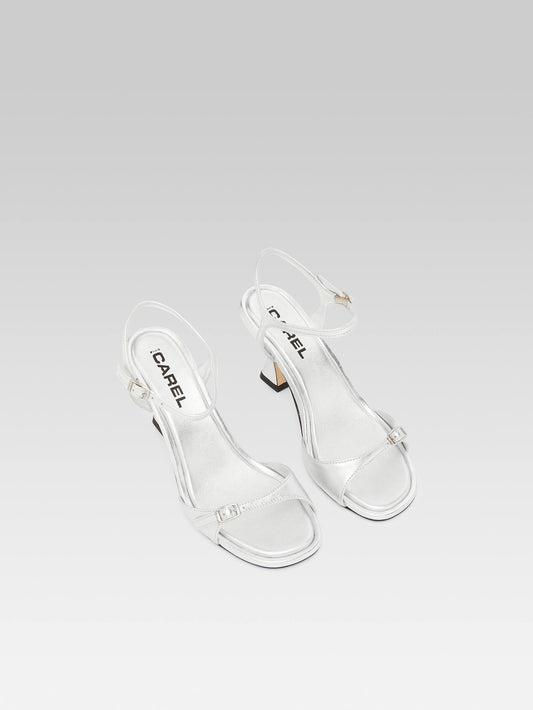 Celeste - Silver leather heeled sandals - Image number 4