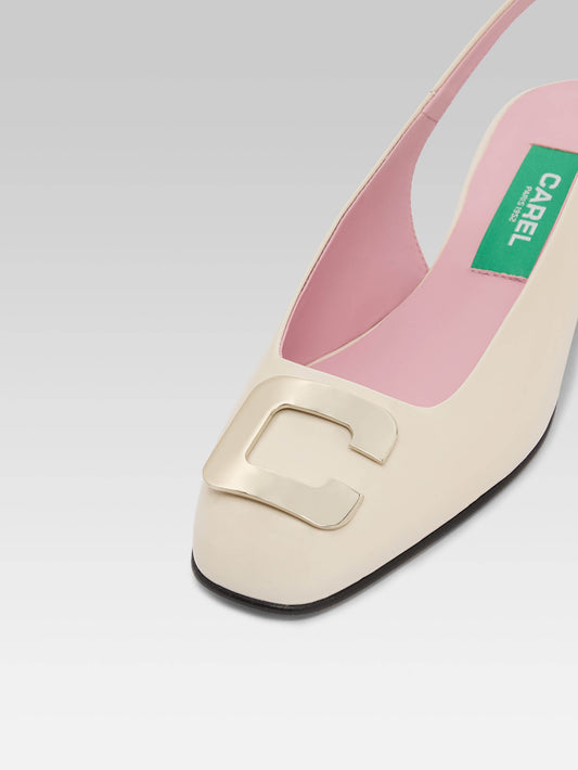 Coquelicot - Slingback cuir verni upcyclé ivoire bijou C - Image numéro 2