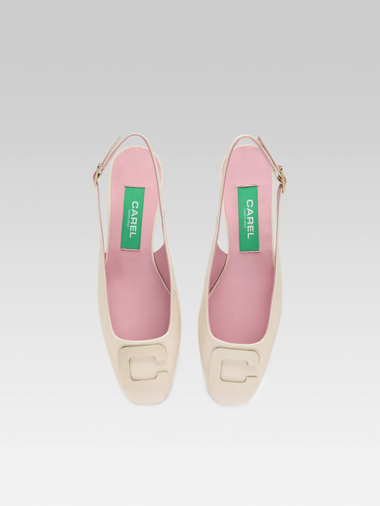 Coquelicot - Slingback cuir verni upcyclé ivoire bijou C - Image numéro 5