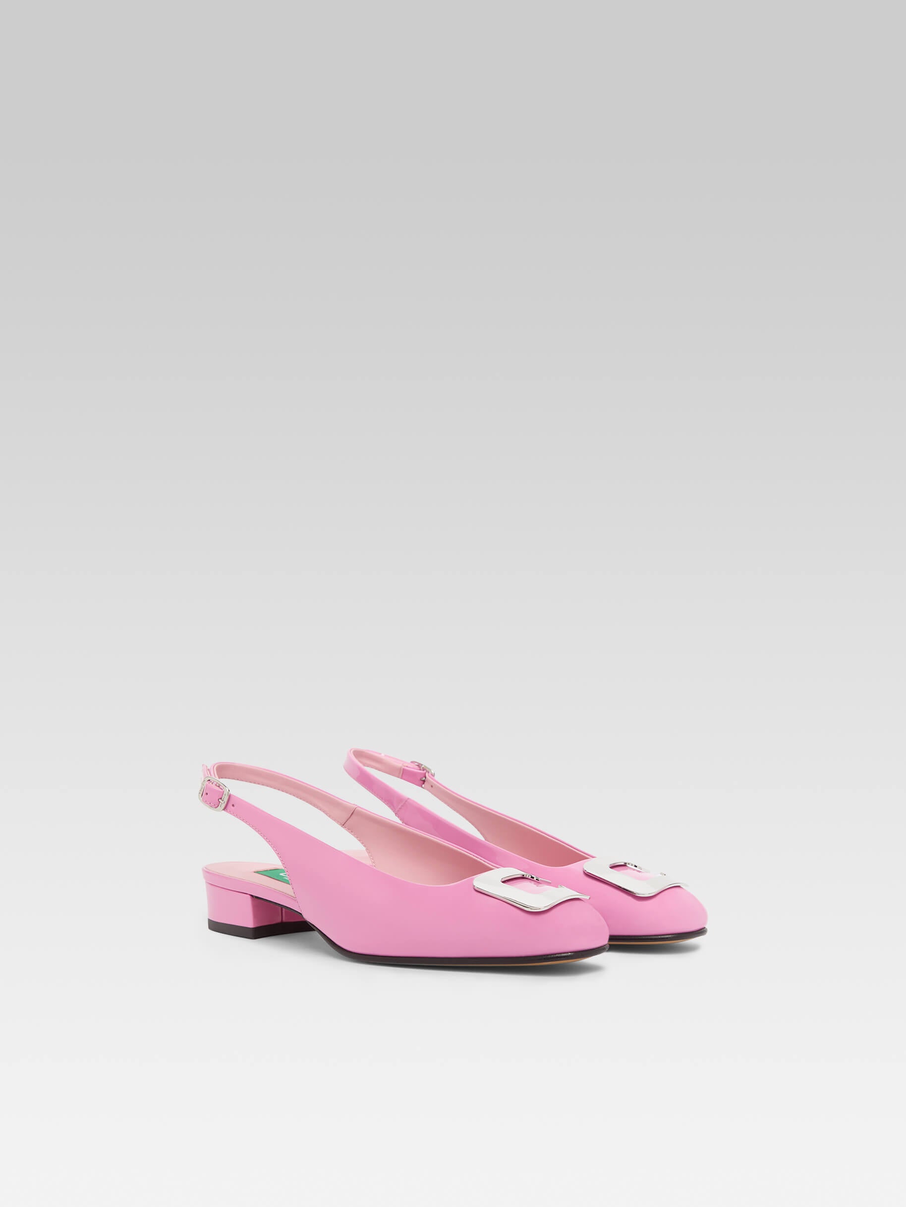 Coquelicot - Slingback cuir verni upcyclé rose bijou C