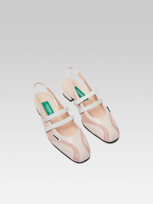 Peachy - Slingback mesh and pink upcycled leather Mary Janes - Image number 4