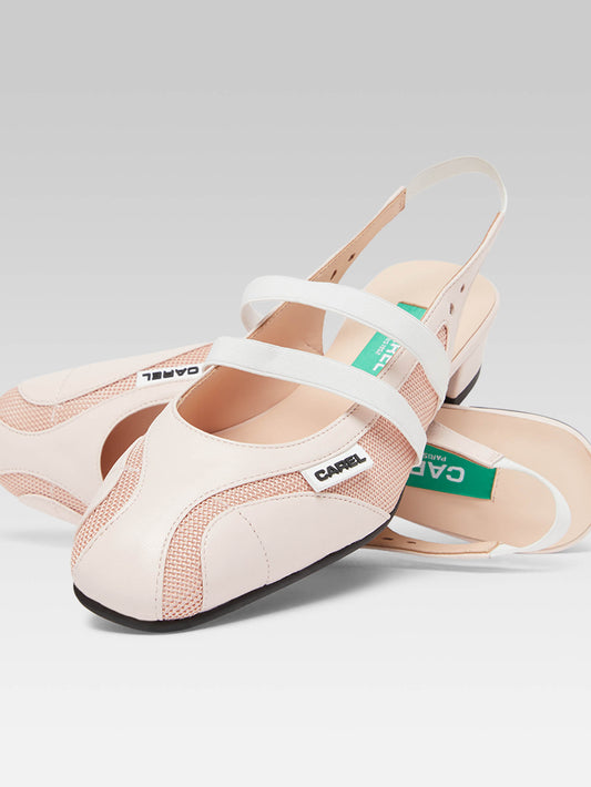 Peachy - Slingback mesh and pink upcycled leather Mary Janes - Image number 2