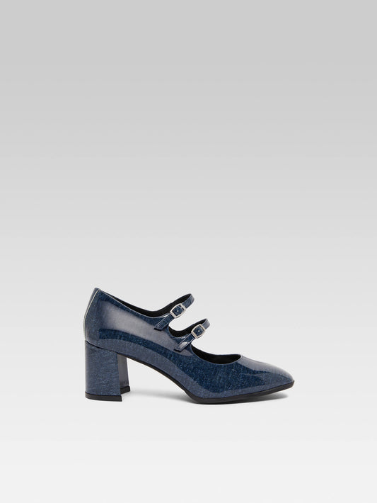 Alice - Escarpins babies cuir verni upcyclé jean